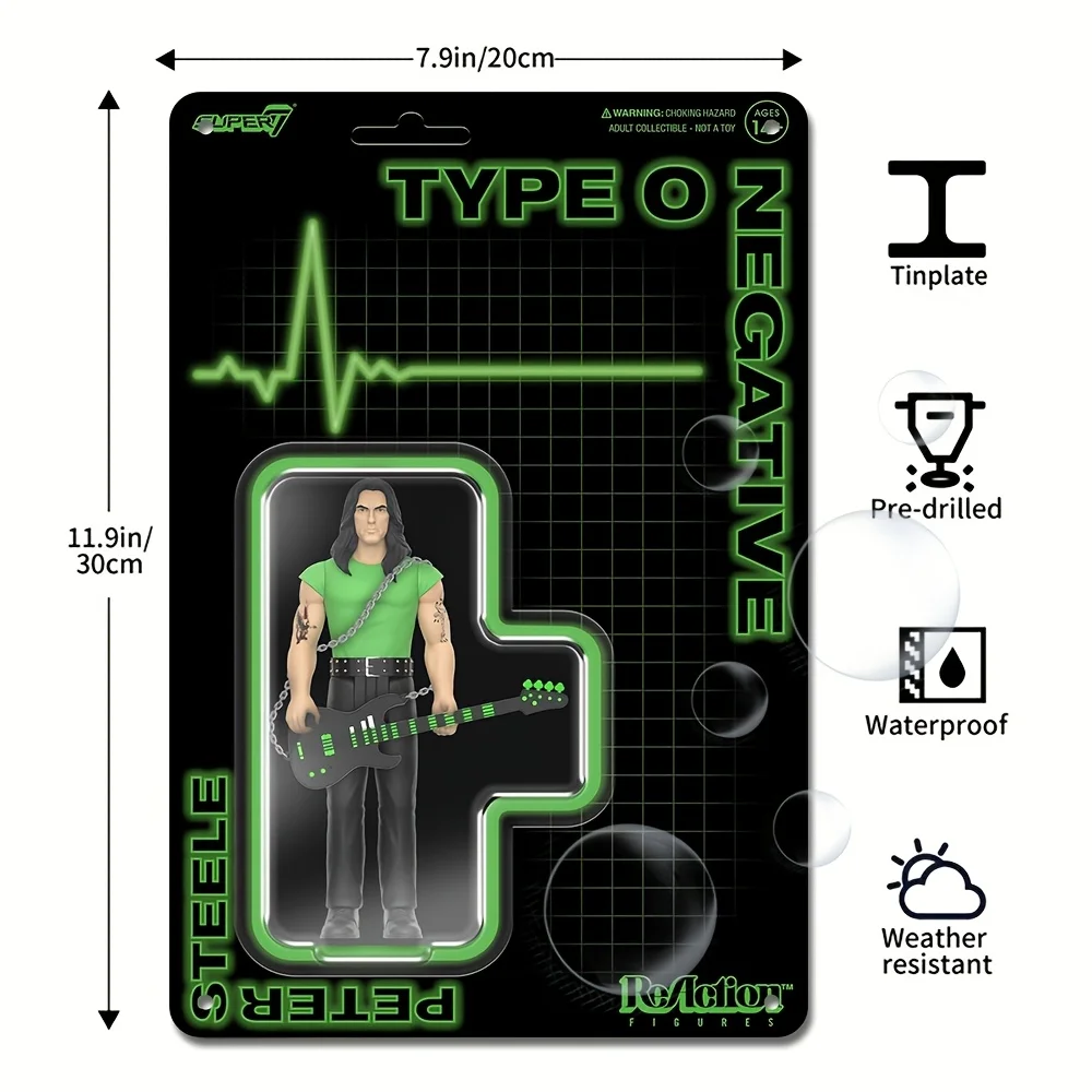 JIT2D Type O Negative Reaction Wave 01 - Peter Steele Action Doll, 8x12 Inch Vintage Aluminum Metal Sign for Home Decor