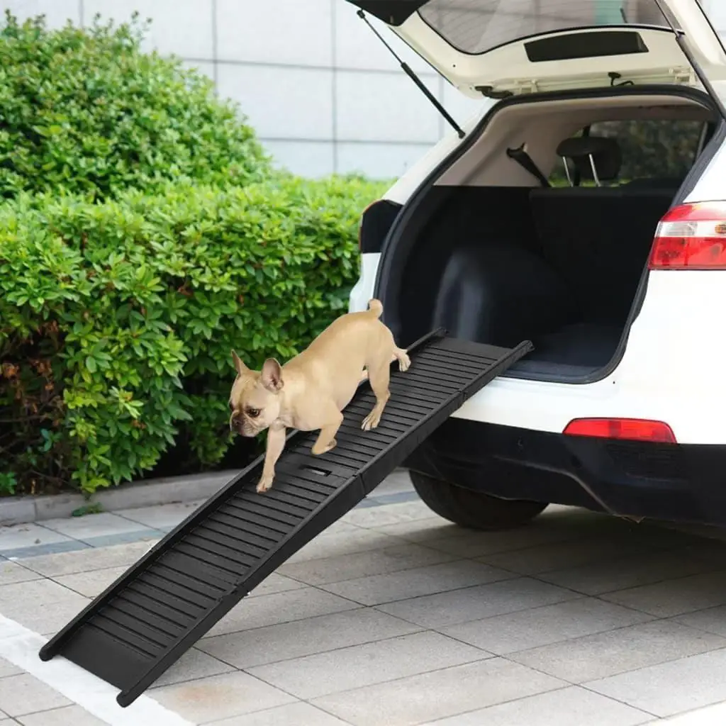 Folding Pet Dog Ramp - Lightweight 60.2x15.7x4.9 Inch Black Plastic for Easy Access