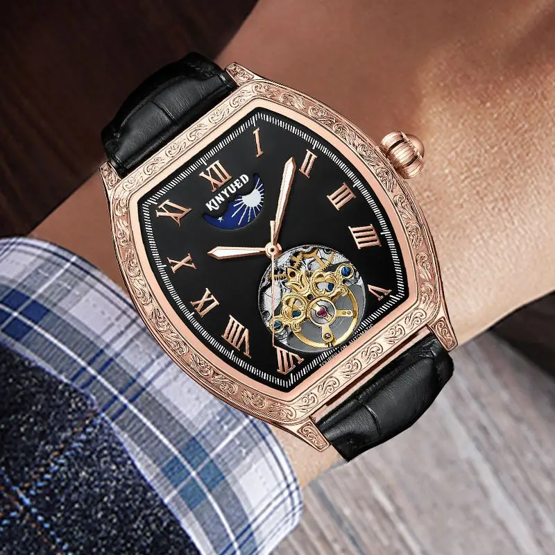 Moon Phase Man Automatic Mens Watches Luxury Men Mechanical Watch Dress Waterproof Wristwatch Original Uhr Wrist Timepiece Rare