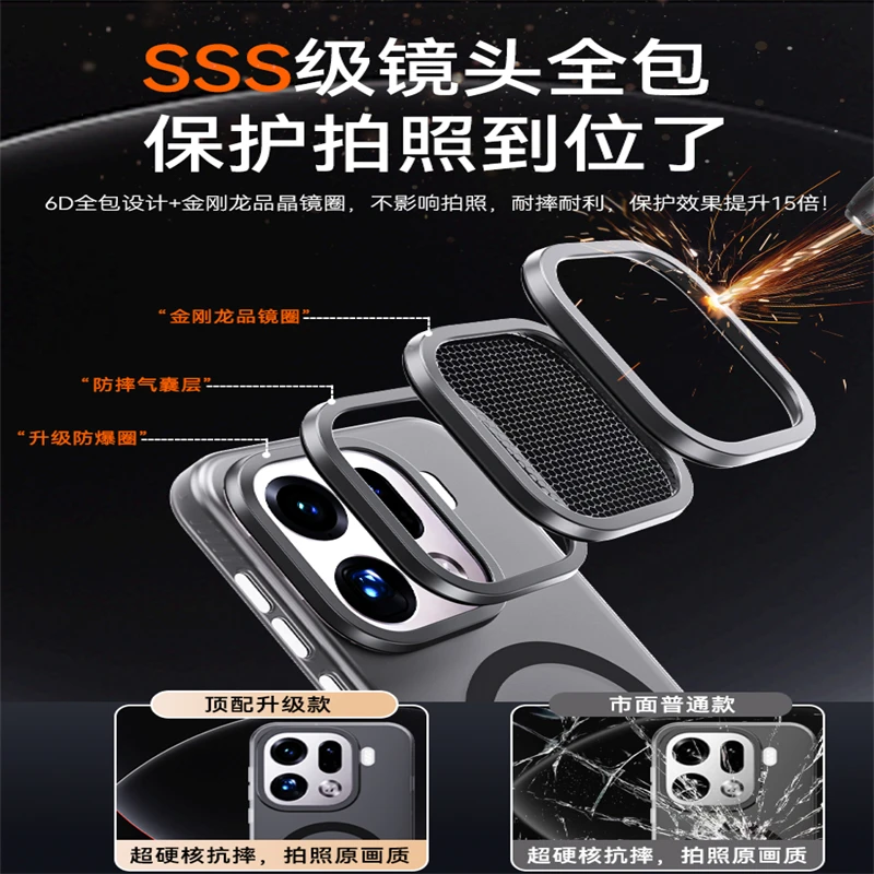 حافظة لهاتف اوبو فايند X9 برو مغناطيسية MagSafe ملمس غير لامع غطاء خلفي شفاف للهاتف لـ Find X 9 X9Pro 5G ممتص للصدمات