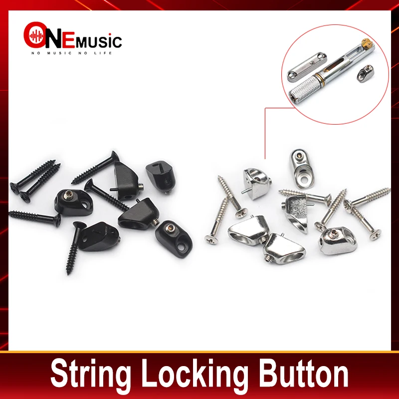 2Pcs String Locking Button for Headless Guitar Bridge 13x7x7.5MM String Locker Guitar Parts Black/Nickel