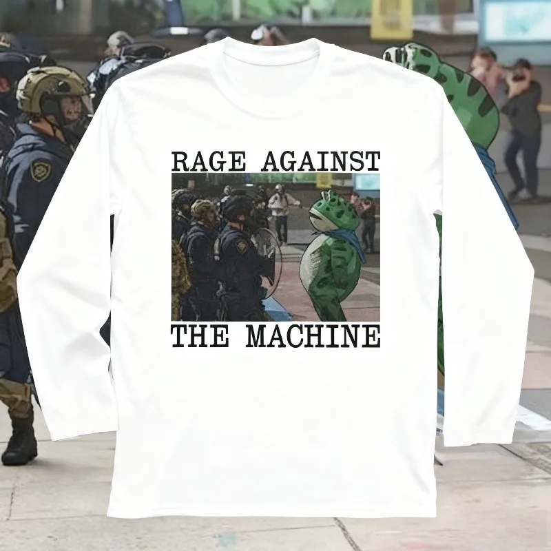 

New 'Rebel Machine' Frog Emoji 3D Printed Humorous Long-sleeve, Plus-size Casual Streetwear Suitable for Emoji Enthusiasts