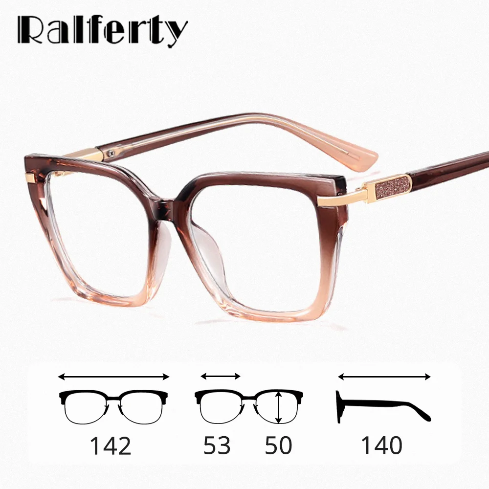

Ralferty 2025 High Quality TR90 Women's Eyeglass Frames Anti Blue Computer Glasses Gradient Frame Zero Grade Square Optic Frames