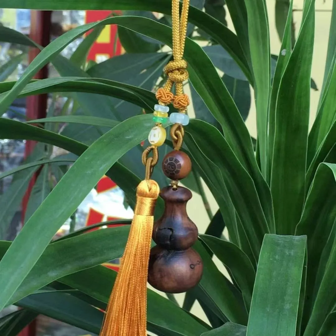 Natural Lightning Jujube Pendant Lagerstroemia Gourd Car Hanging Taoist Jewelry Amulet Keychain Luck Bag Backpack Charm Pendant