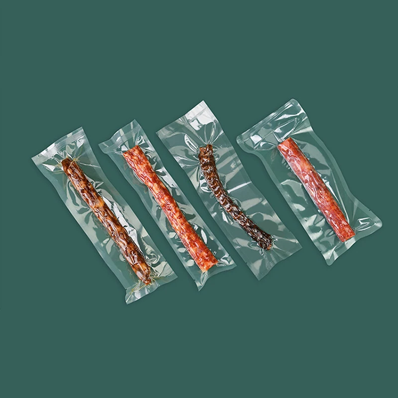 TETP 50Pcs Transparent Slender Strip Nylon Vacuum Food Bags Ginseng Ham Sausage Sealing Packaging Storage For Small Business