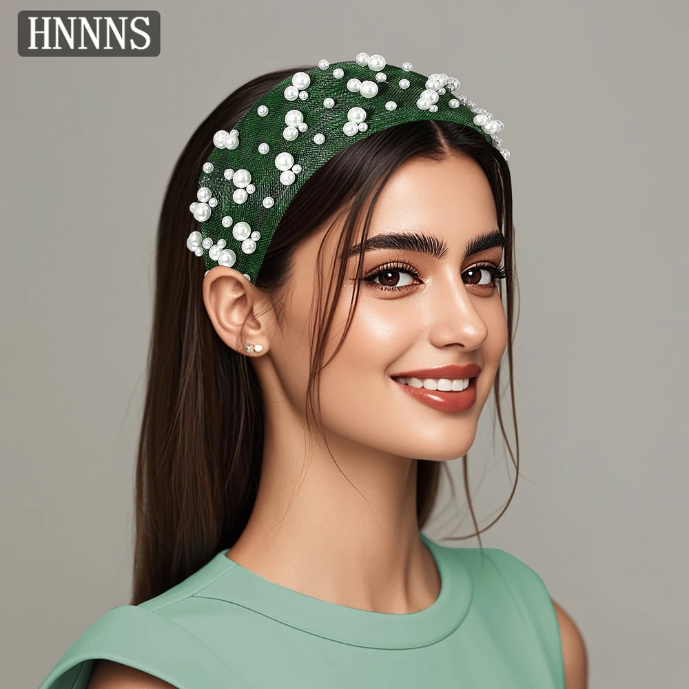 

HNNNS Elegant Bridal Weddings Headband Handmade Lace Adorned With Pearls Exquisite Ladies Banquet Party Headwear YXA106