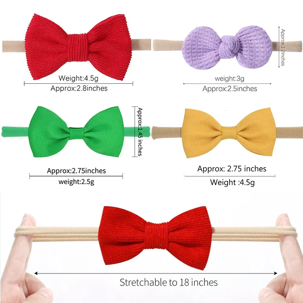 5Pcs/Set Elastic Baby Headband Solid Corduroy Ribbon Baby Bows Headscarf Hairband Newborn Cute Knitted Headband Hair Accessories