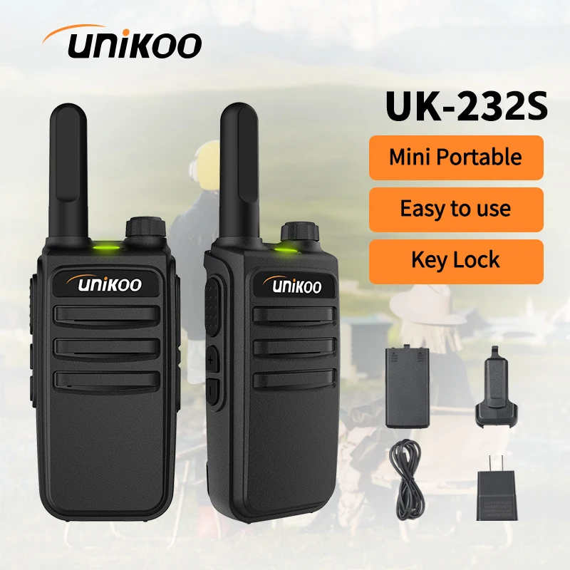 

2 pcs UNIKOO Mini Walkie Talkie Portable Type C Charge VOX UK232S PTT Walkie-talkies PMR446 Two-way raido for Camping Hunting