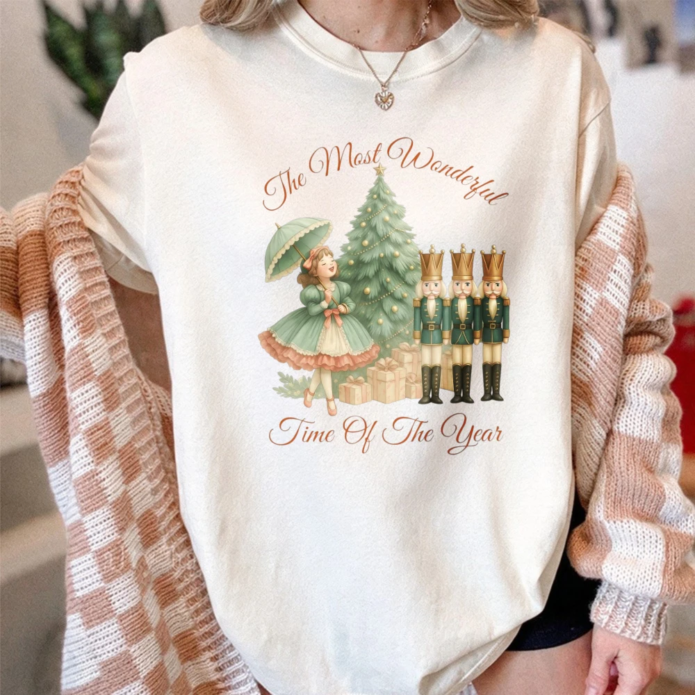 Christmas Streetwear The Most Wonderful Time Of The Year Holiday Shirt Christmas Holiday Cotton Tees Retro Nutcracker Scene Tops