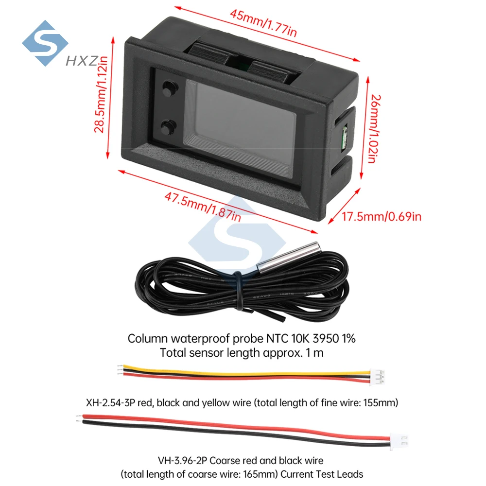 ​ مقياس رقمي متعدد DC4-30V 10A، 9 في 1 LCD الجهد/التيار/الطاقة/المقاومة/اختبار البطارية، مقياس الطاقة للسيارات
