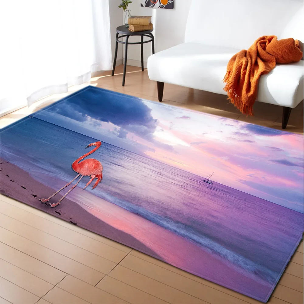 

Pink Flamingo Print Carpets Living Room Home Bedroom Bedside Decoration Floor Mat Kitchen Bathroom Hallway Balcony Non-slip Rug