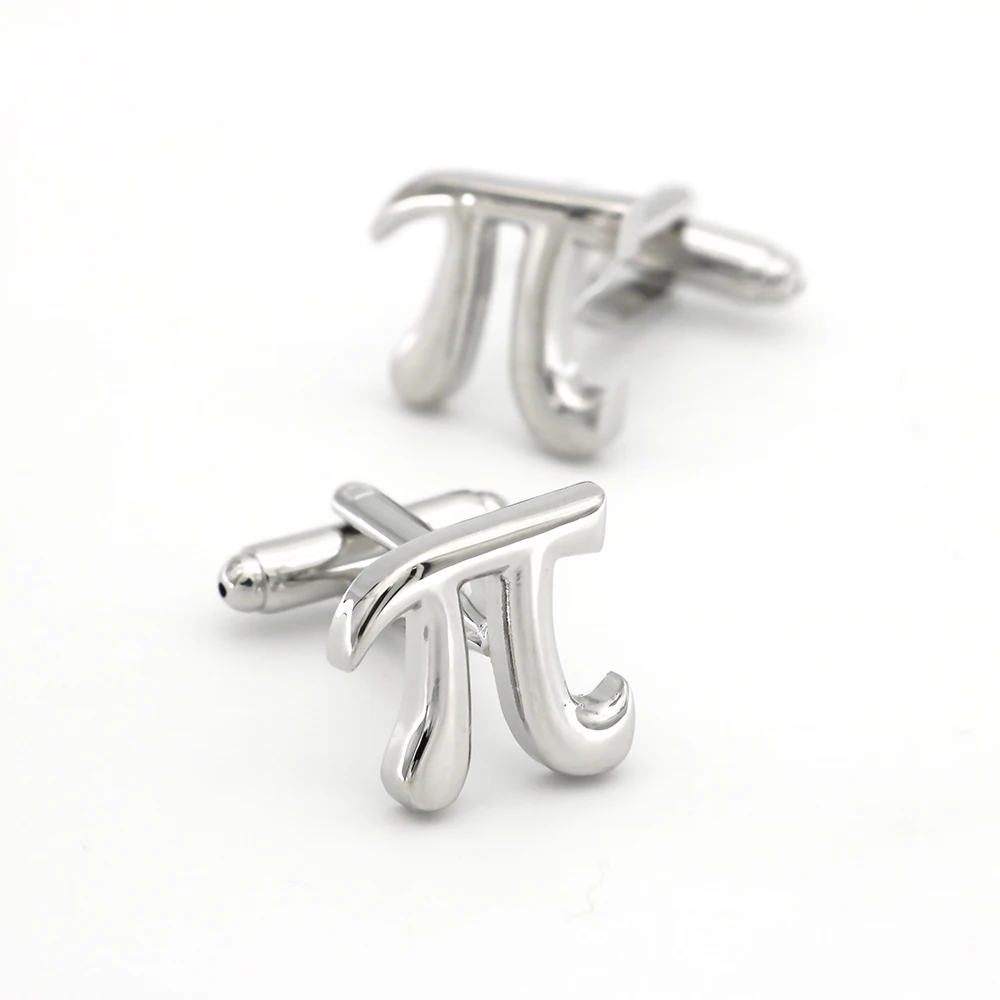 Mathematical Symbols Design Pi Cufflinks Non-rusting Silver Color Cuff Links Wholesale&retail Quality Brass Material