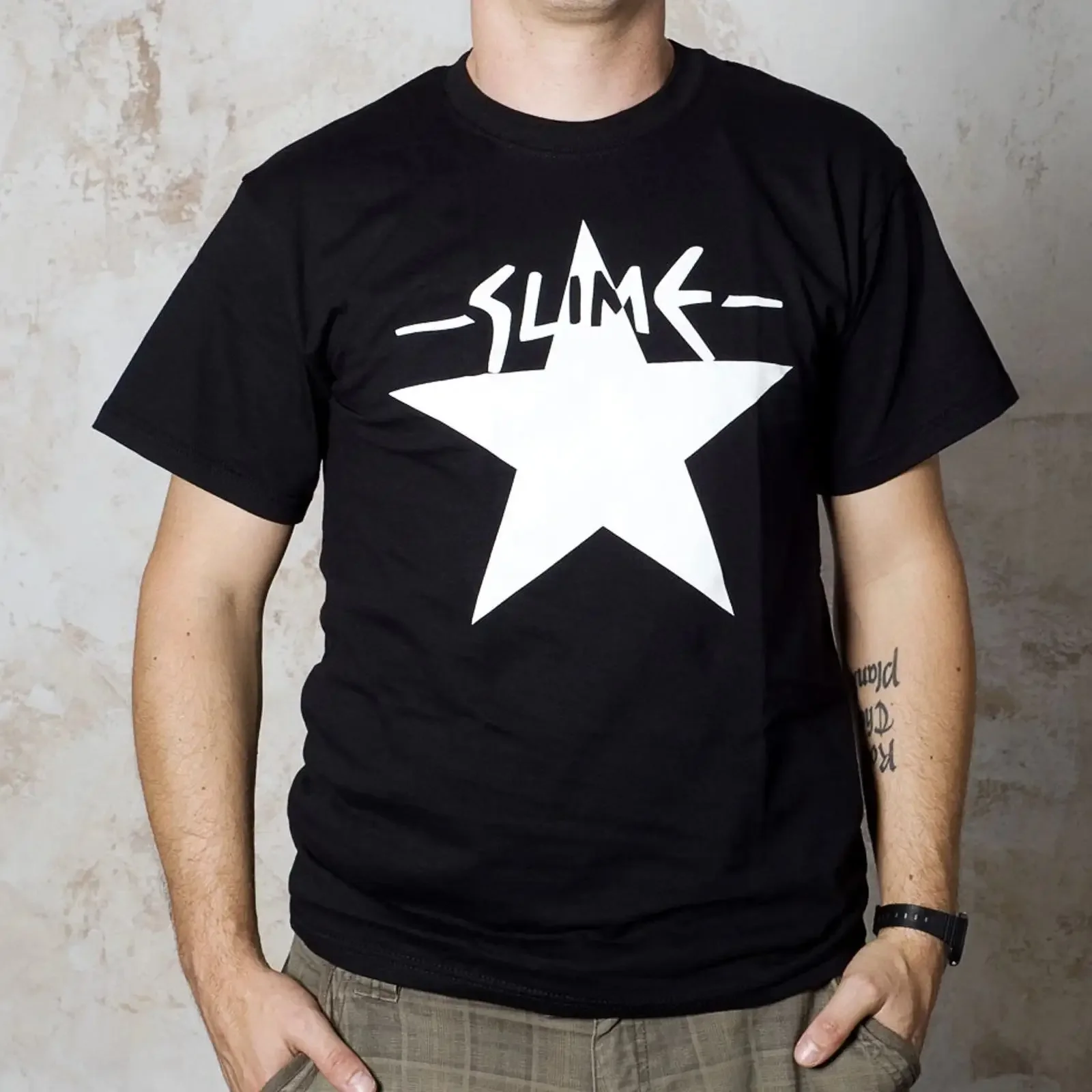 SLIME Stern Logo T Shirt schwarz vintage Washed Comfortable Breathable designer clothes Stylish graphic Unisex streetwear