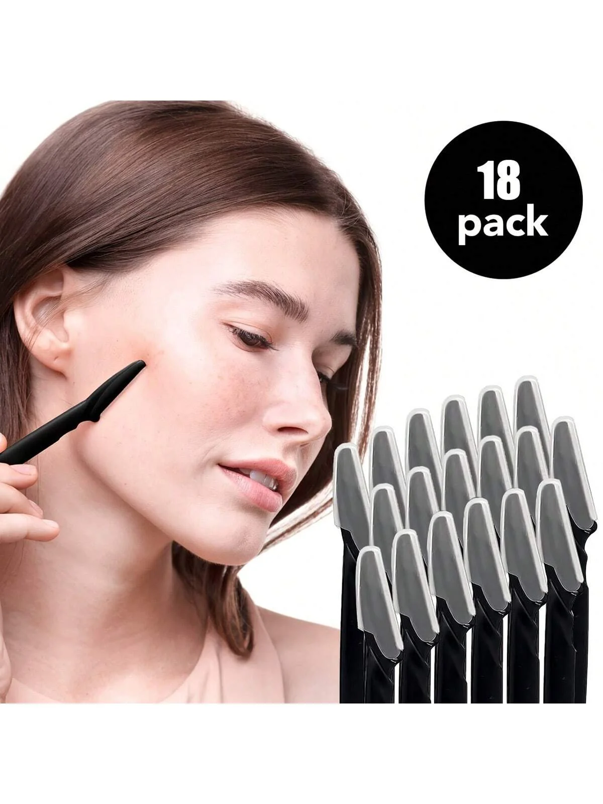 18pcs black eyebrow trimmer set with scratch resistant eyebrow trimmer blades