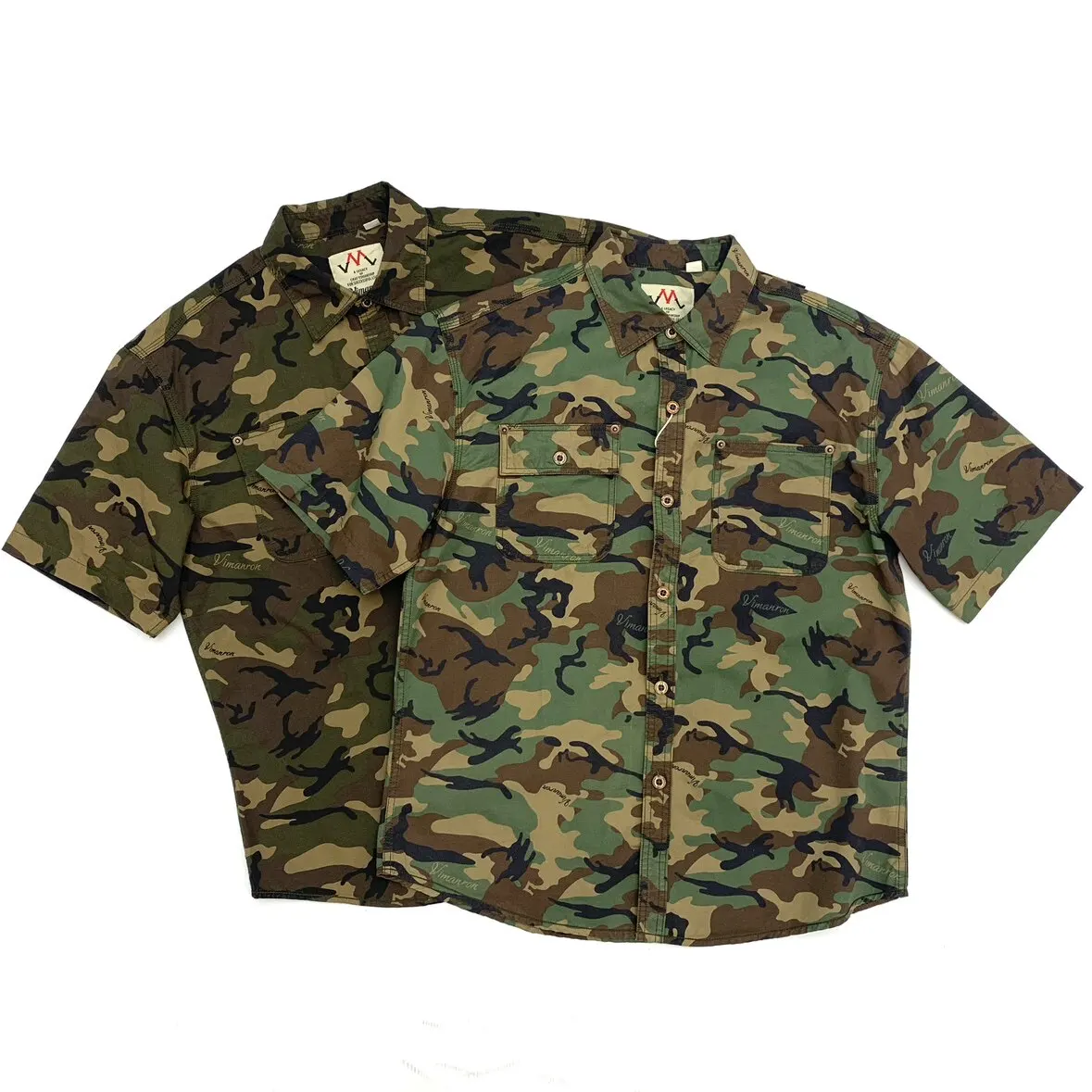 Summer New American Retro Woven Camouflage Cargo Shirt Men's Amekaji Outdoor 100% Cotton Washed Double Pockets Loose Casual Tops