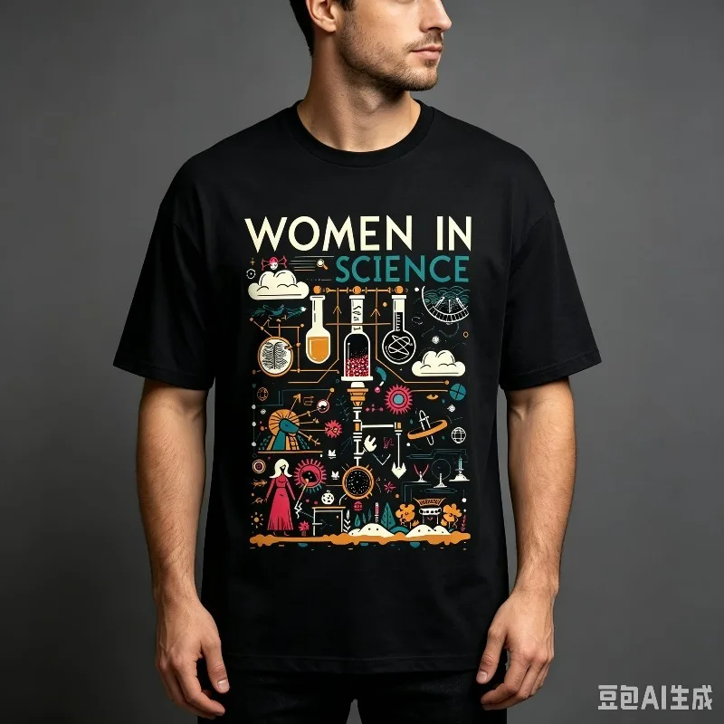 WOMEN IN SCIENCE Vintage Lab Graphic T-Shirt Modal Soft Crewneck STEM Teacher Scientist Front Print Tee