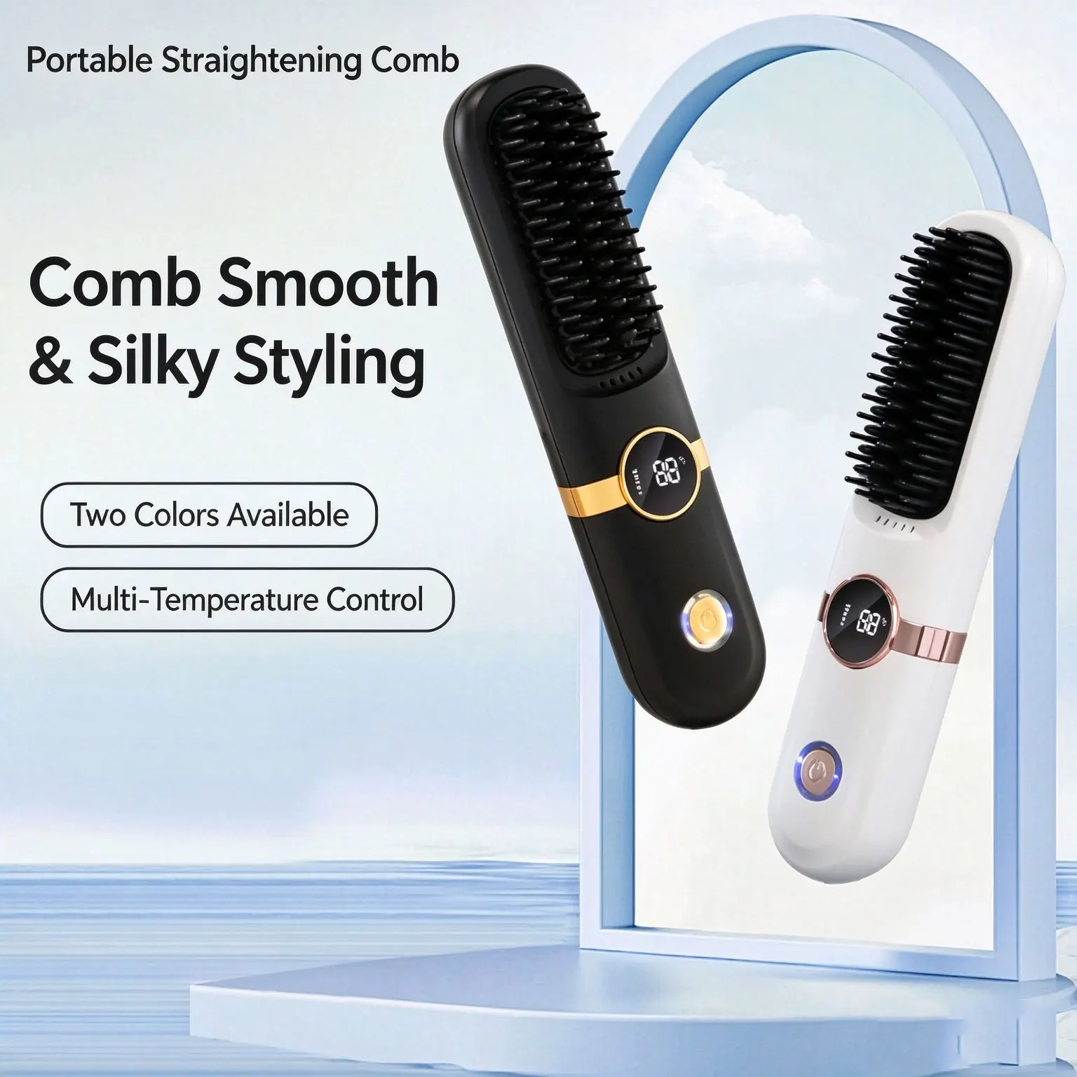 Wireless Straightening Comb, LCD Charging Model, Portable Mini Straightener, Styling Comb, Straightening Comb Without Camaging