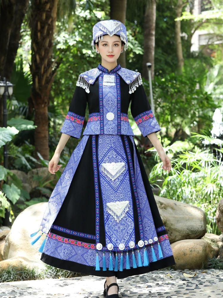 New Zhuang Costume Female Adult Minority Dance Performance Costumes