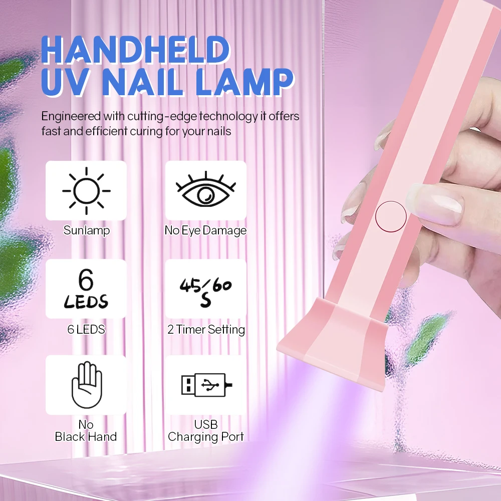 Draagbare nageldrogerlamp UV LED-nagellicht voor het uitharden van alle gellak USB oplaadbare sneldrogende manicuremachine Nail Art Tools