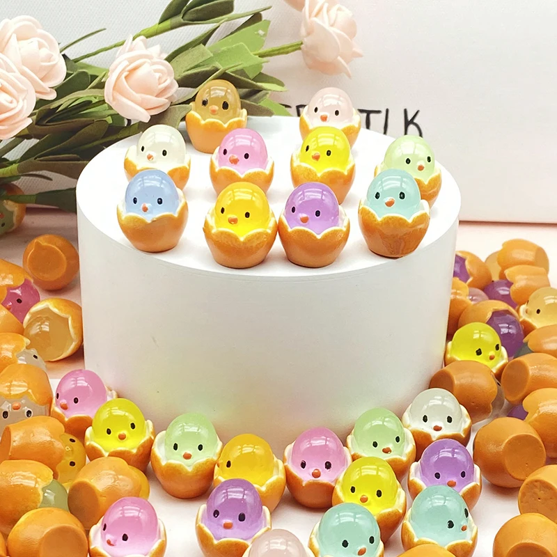 20Pcs Easter Eggshell Chick Micro Landscape Decorations Glowing Easter Eggs Ornament Kids Novelty Toys Easter Decor DIY Gifts