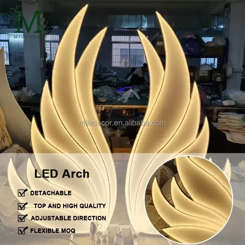 Modern Detachable LED Angel Wing Light Up Props For Wedding Party Event Stage Decoration Professional Luminous Backdrop
