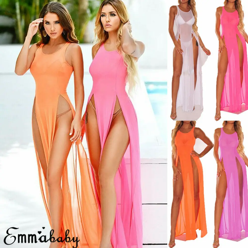 Verão mulher maiô bikini cover up sexy praia cover ups chiffon vestido longo elegante sólida praia maiô túnica venda quente