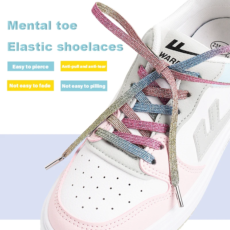 1 Pair Elastic Shoelaces for Sneakers Flat Shoe Laces Outdoor Leisure Shoelace Quick Safety Kids and Adult Unisex Shoestrings