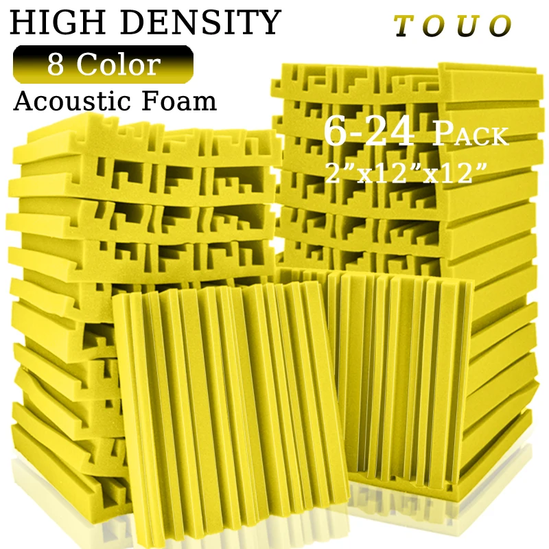 

TOUO Broadband Soundproof Foam 6 12 24 Pcs Acoustic Foams Wall Panel Home Studio Sound Absorber High Density Noise Insulation