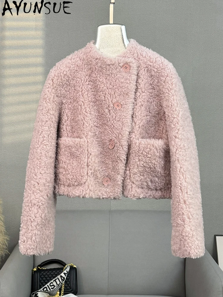 AYUNSUE 100% Natural Wool Women's Jacket 2025 Autumn Winter Lamb Fur Jacket Woman Clothes High Quality Outerwears Abrigo Mujer