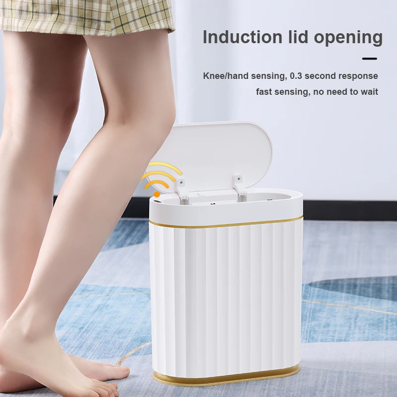 7 9L Automatic Sensor Trash Can in Toilet Bathroom Trash Can with lid Wastebasket Kitchen Smart Trash Bin Garbage Basket Dustbin