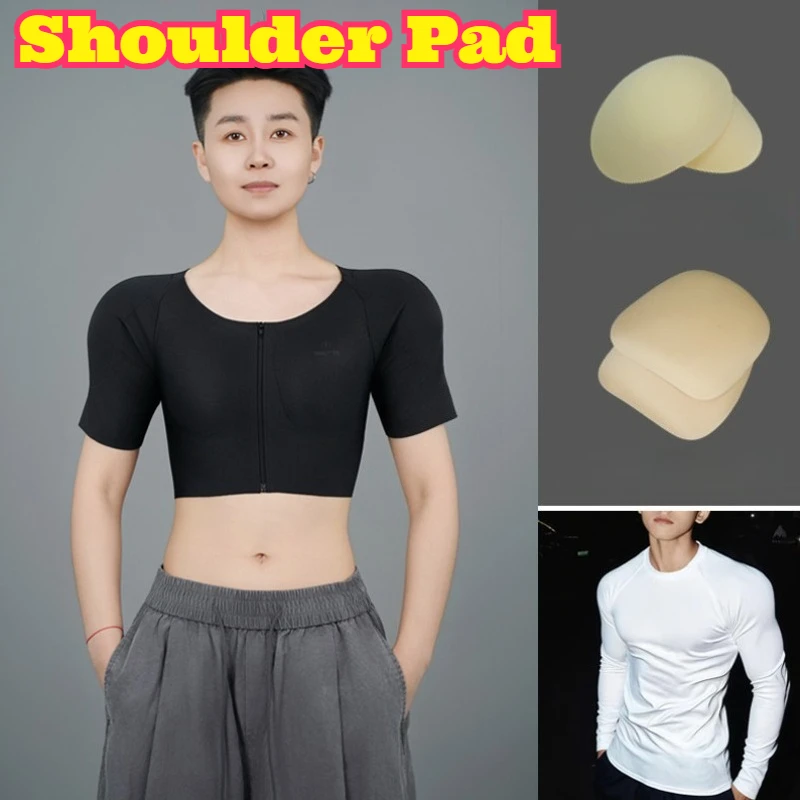 

Seamless Chest Binder Crew Neck Open Side Shoulder Pads Rounded Shoulder Low Cut Invisible Bust Minimizing Breathable Daily Wear