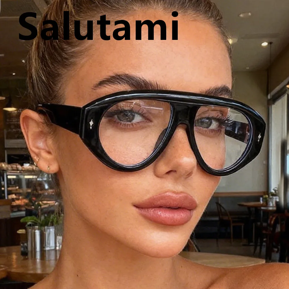 Damen Vintage Übergroße Eckige Computerbrille Anti-Blaulicht Neuer Stil Schwarze Klare Brillen Fertig zum Tragen