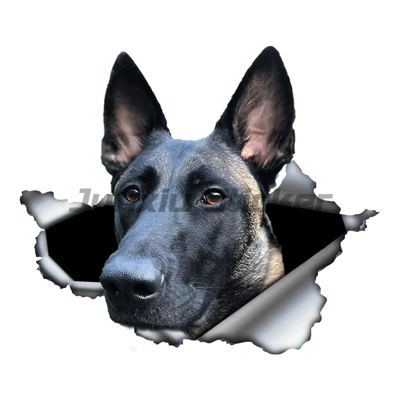 Belgian Malinois Car Sticker Torn Metal Decal Reflective Stickers Waterproof Belgian Shepherd Pet Dog 3D Decals