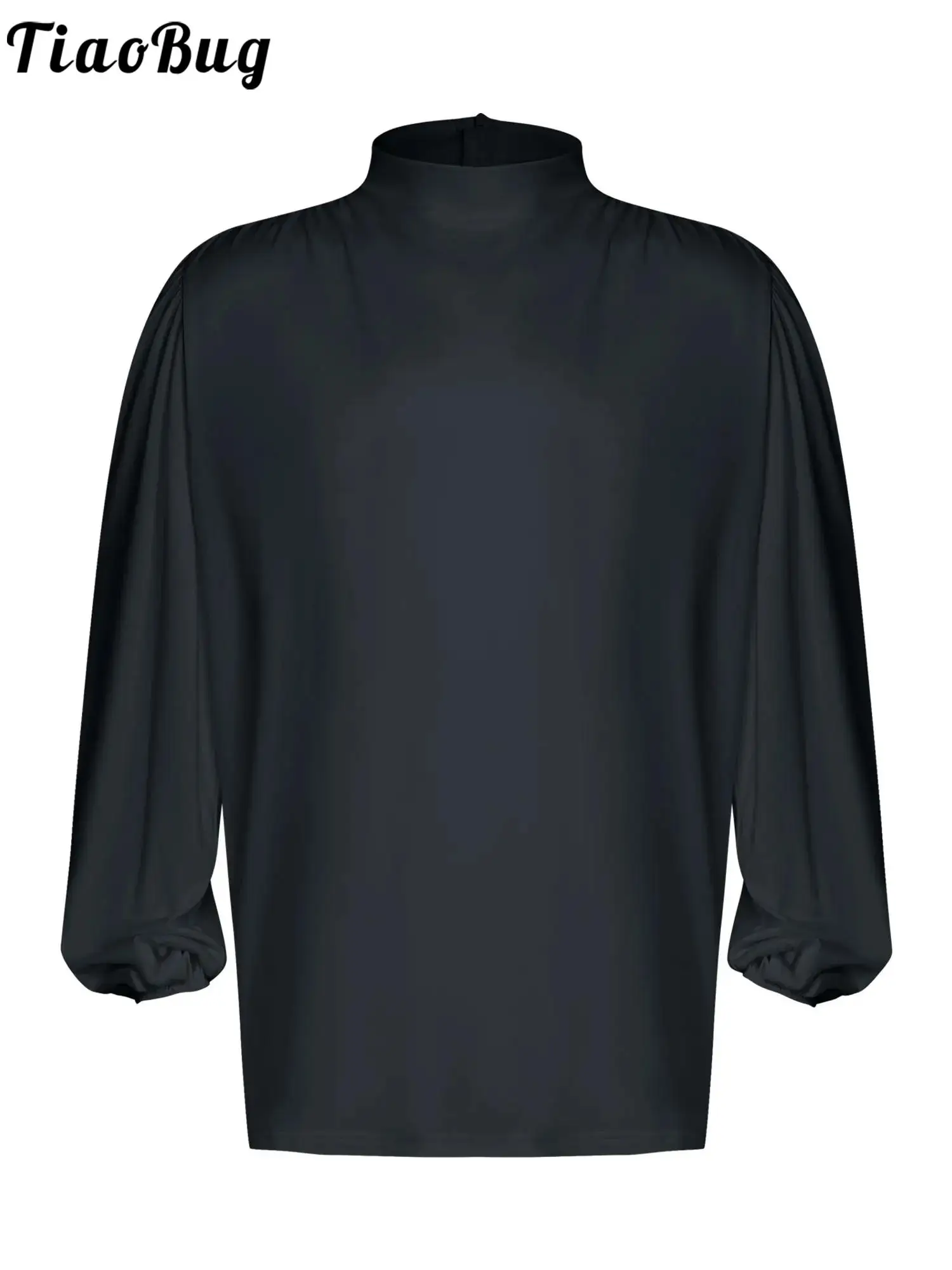 

Men Liturgical Worship Pullover Blouse Tops Stand Collar Long Sleeve Shirt for Praise Dance Church Choir Halloween Festival Gown