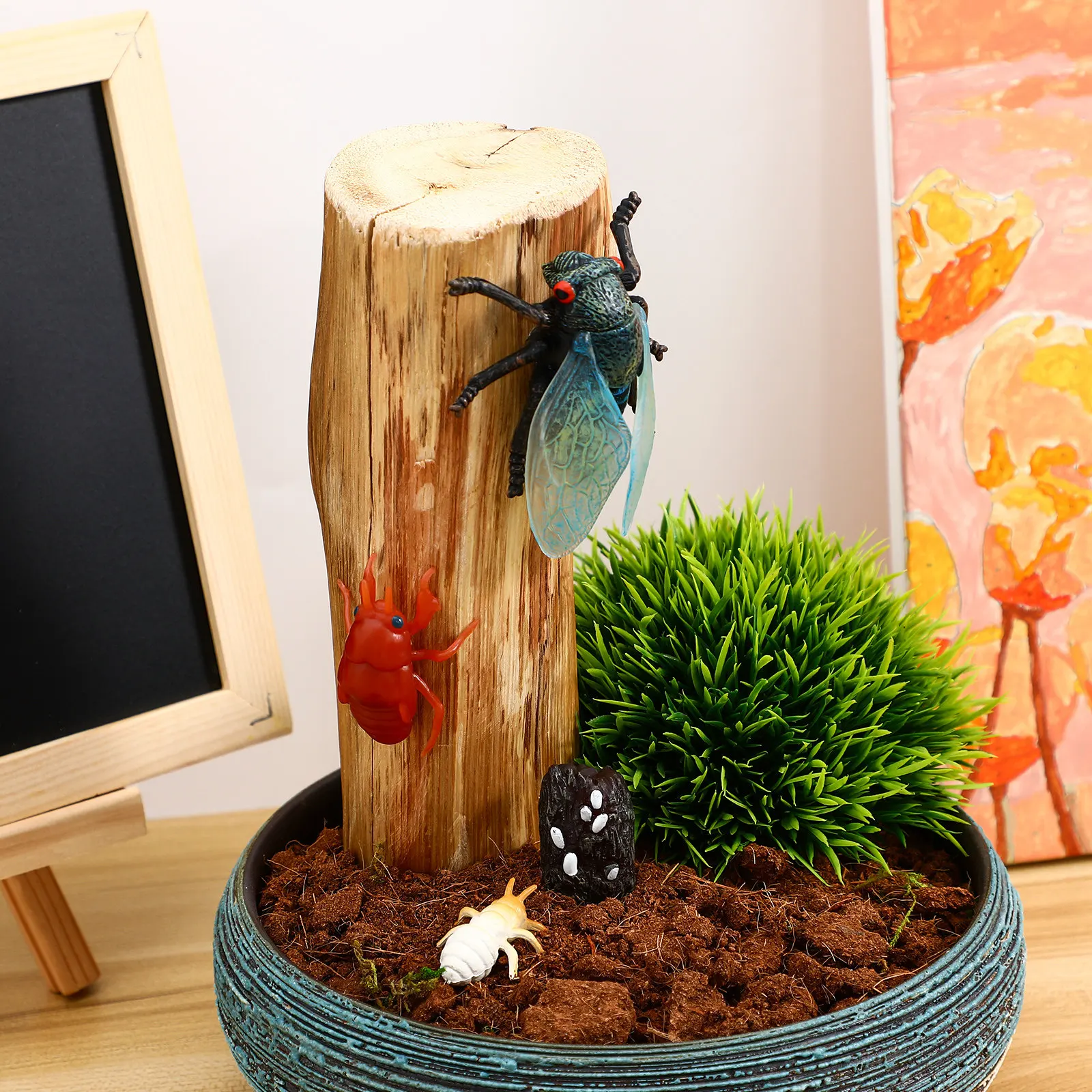 1Set Cicada Life Cycle Simulation Animal Educational Learning Tool Desktop Decoration Insect Micro Landscape Science Cognitive