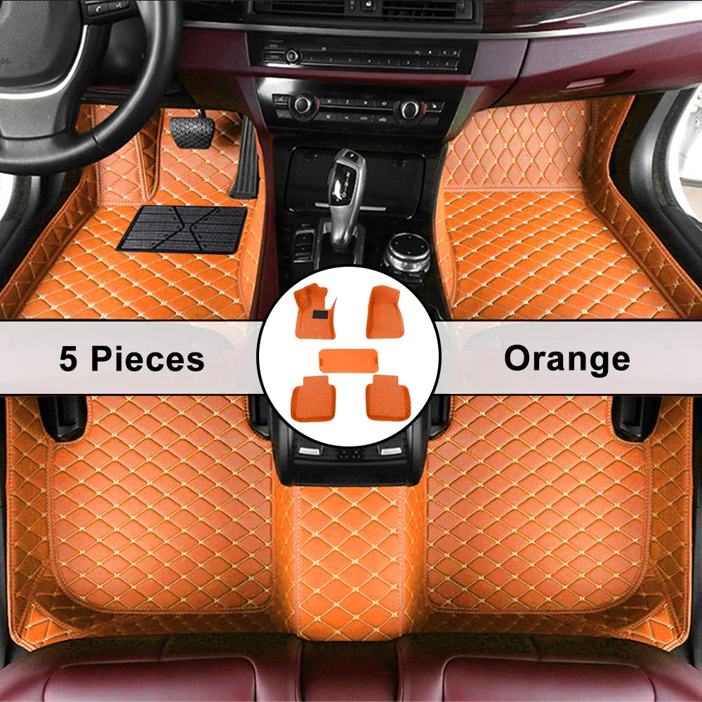 Car Floor Mat  Left Hand Drive Universal  Car Carpet Covers Front and Rear Seat Installation Suspension Pedals Model 5pcs Yellow