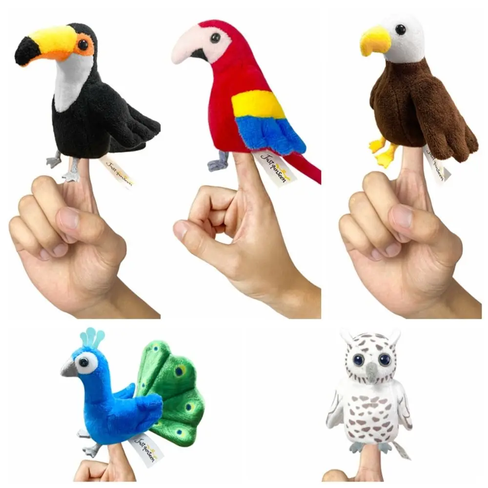 

Peacock Owl Bird Finger Puppet Stuffed Animal Plush Doll Parrot Finger Doll Kawaii Storytelling Animal Hand Puppet Kid Gift