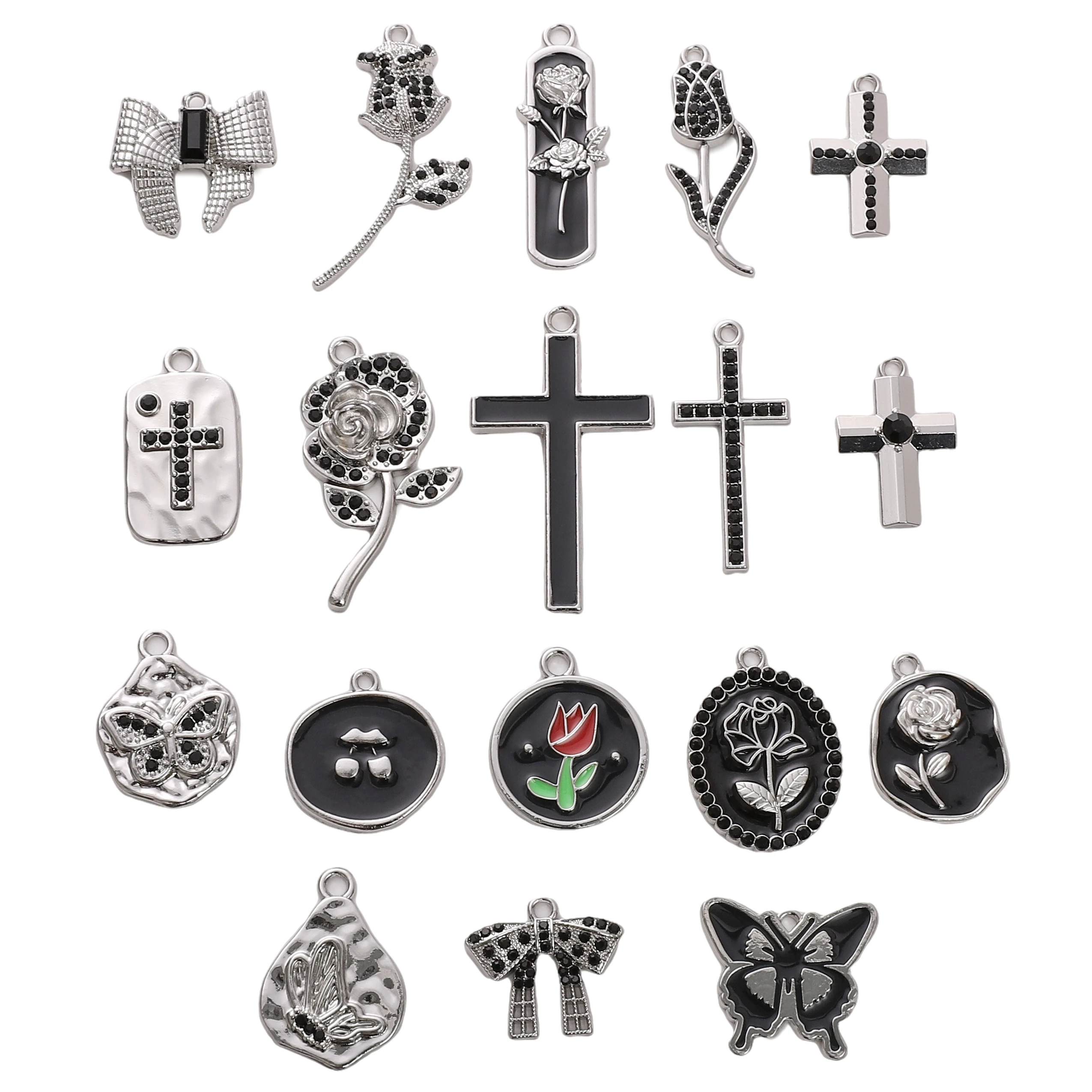 

1Pc Charms Alloy Enamel Rose beads cross Charm Pendant for DIY Jewelry Making Bracelet Necklace Earrings Accessories Craft