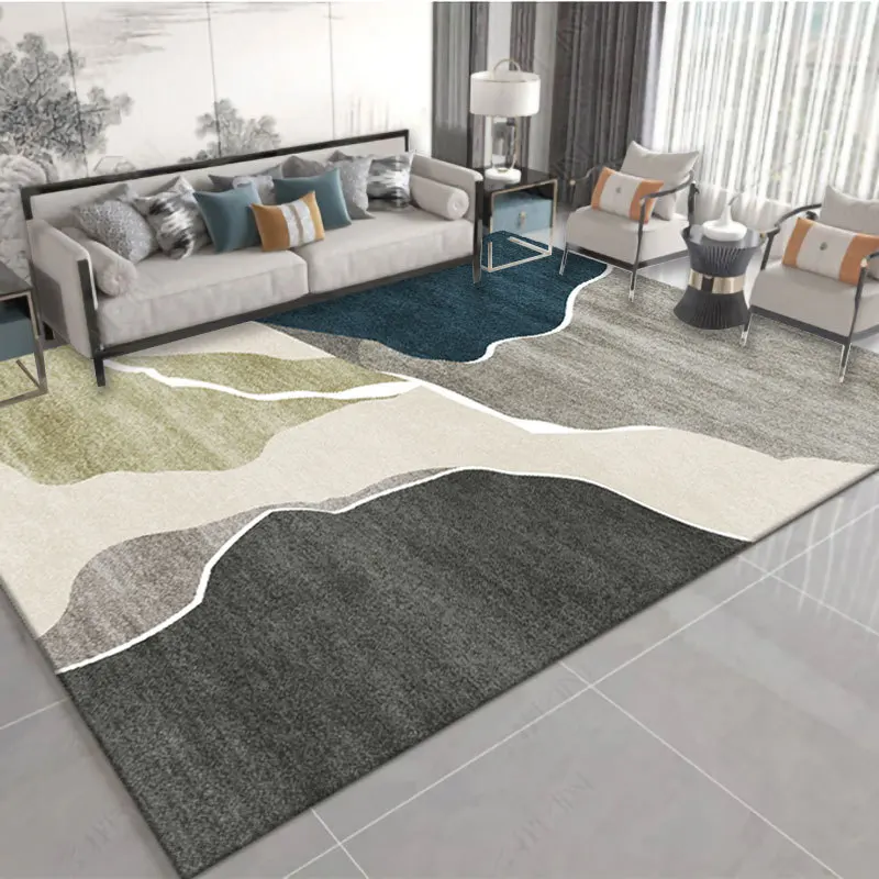 VIKAMA Light Luxury Living Room Rug Large-Area Sofa Coffee Table Mat Water-Absorbing Crystal Velvet Carpet Home Decoration
