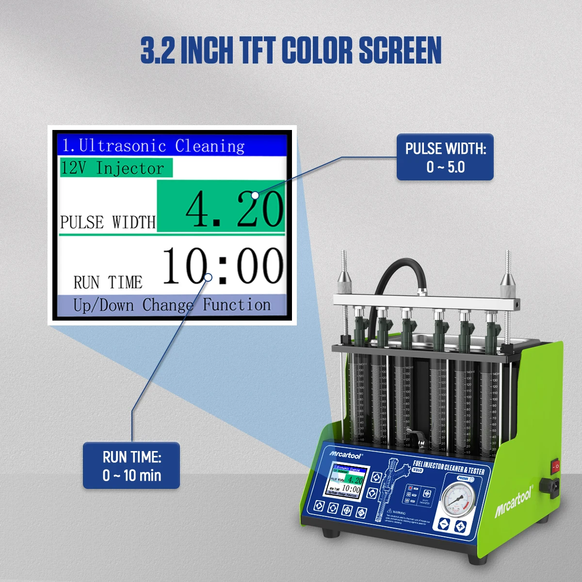 MR CARTOOL Auto GDI Kraftstoffeinspritzungs-Tester und Reinigungsmaschine für 6 Zylinder, Automotive Piezo-Einspritzdüsen-Reiniger V310 PK AUTOOL CT400 – Detail 6