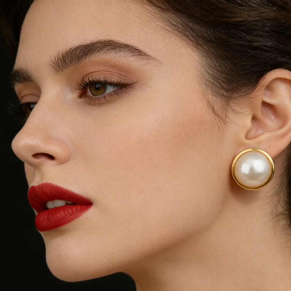 French Imitation Pearl Circel Earring Small Round Hoop Earrings For Women New Design Texture Earrings Jewelry Elegant Gift