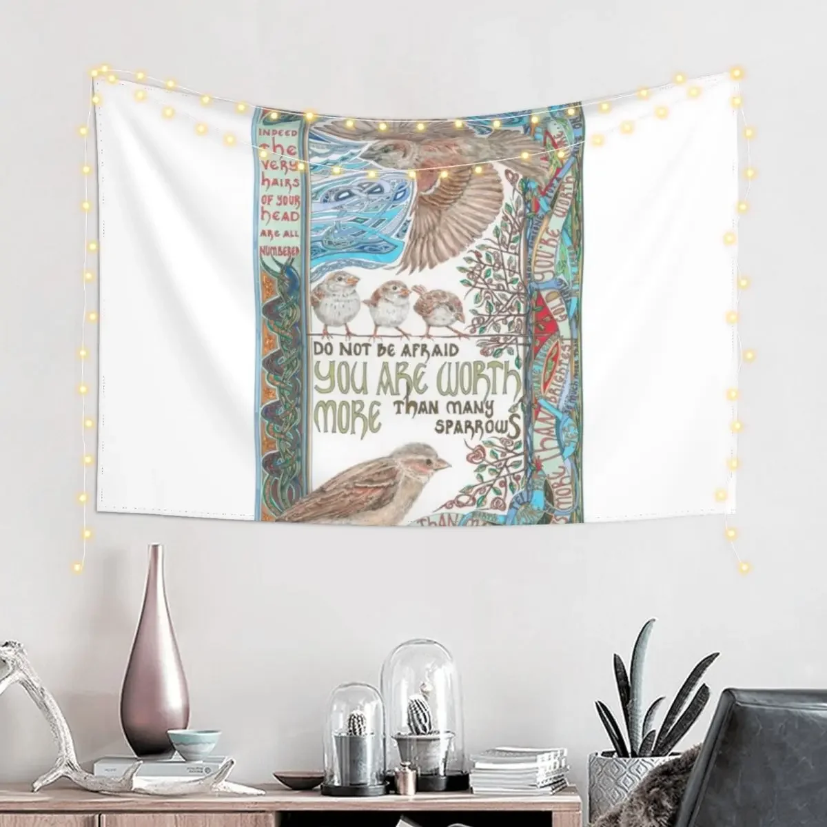 More than Many Sparrows Tapestry Wall Art Home Decorating Tapestry