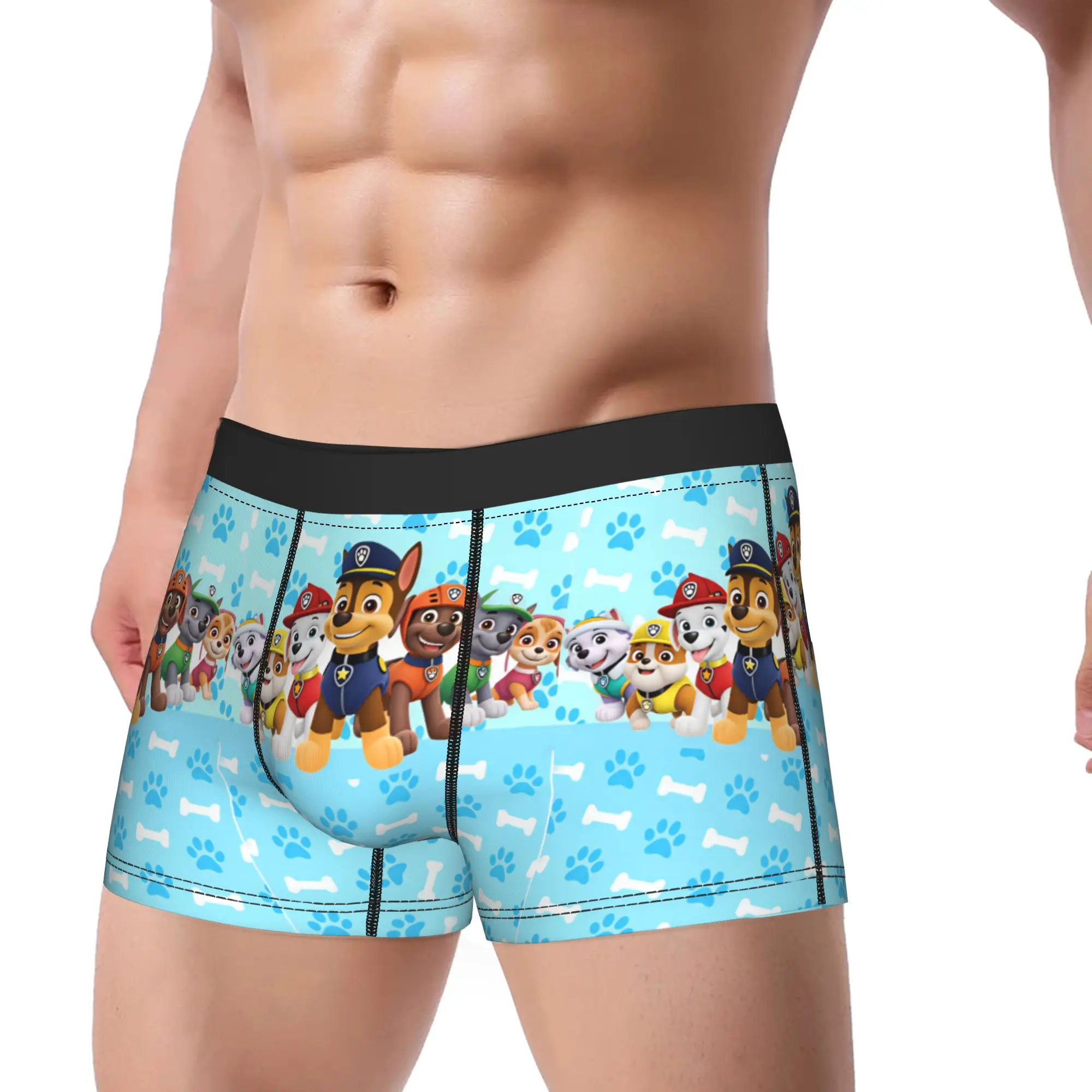 Paw Dogs Puppy Squad Group Portrait Underwear  Breathable Underpants Design Shorts Briefs For Man Pouch Plus Size Trunk