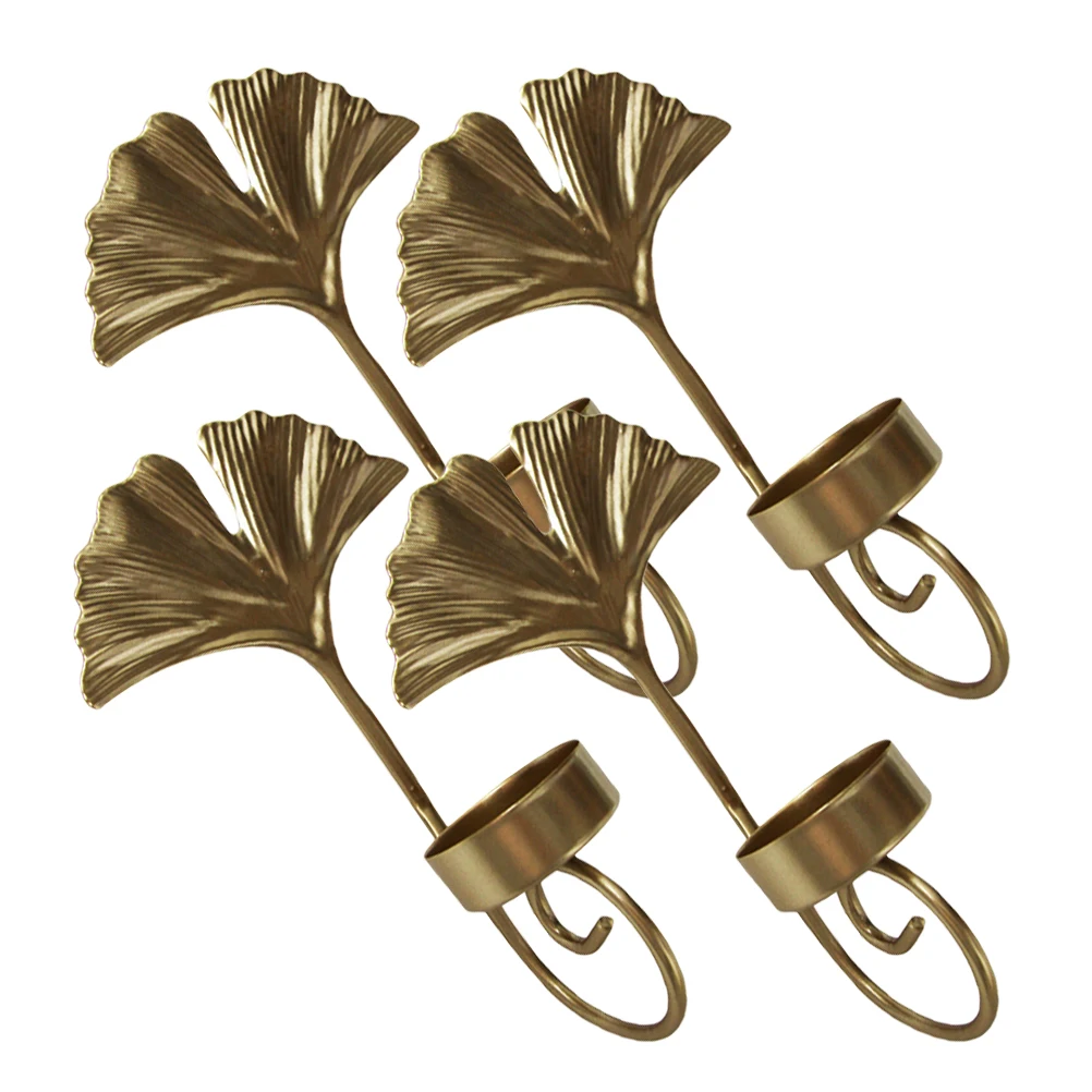 

4pcs Hanging Holder Iron Decorative Iron Art Candlestick Vessels Tealight Retro Leaf Bedroom Living Room Study Office