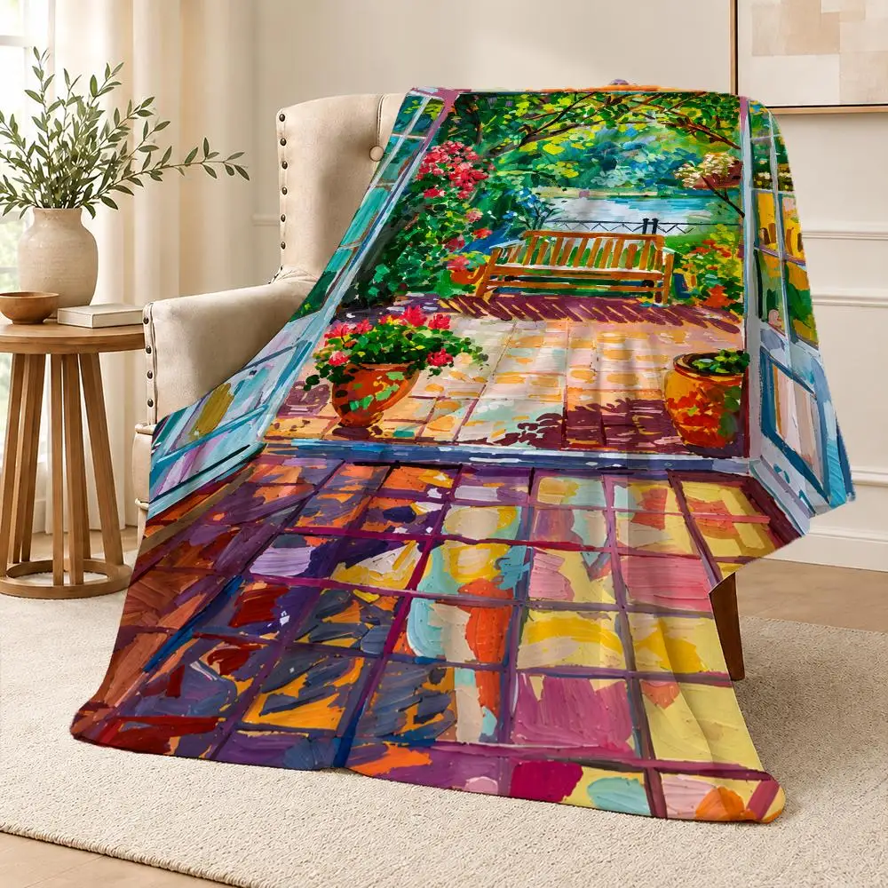 Art H-Henri Matisse Open Window Fauvism Throw Soft Flannel Throw Blanket for Couch Bed Sofa Warm Cozy Lightweight All Season