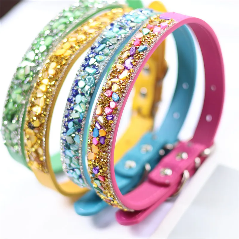 Lindo Collar de Perro y Gato con Pedrería Brillante, Collar de Lujo con Cristales y Diamantes para Mascotas, Collar Ajustable de Cuero PU Suave para Cachorros y Gatitos, Collar de Princesa