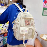 Mochila escolar de nailon con múltiples bolsillos para mujer, morral escolar Kawaii para estudiantes y niñas, Mochila de viaje para ordenador portátil