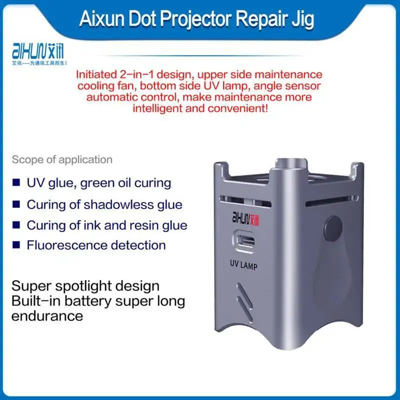 Aixun UV LED Lamp Is An Integrated Kit For LCD Glue Curing Of Mobile Phone Maintenance Motherboard And BGA Rework Station.