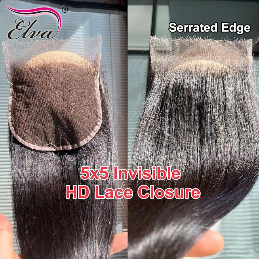 Elva 5x5/6x6/9x6 Closures Straight Melt Skins 13x4 13x6 HD Lace Frontal Closure Pre Plucked 100% Human Hair Ultra Fitted HD Lace
