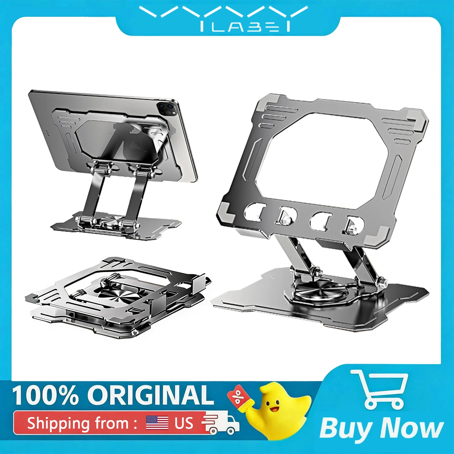 

Vyvylabs 360° Rotatable Tablet Stand Metal Adjustable Foldable Desktop Stand for IPad Tablet Universal Stand